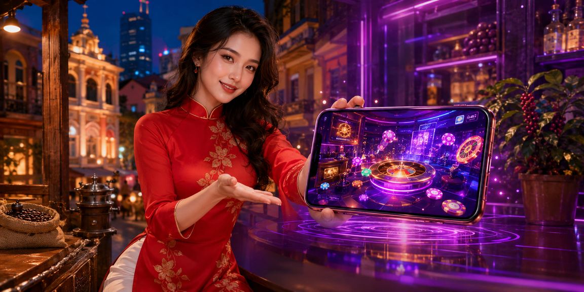 Người dùng trải nghiệm casino trên điện thoại tại Hồ Chí Minh với áo dài truyền thống