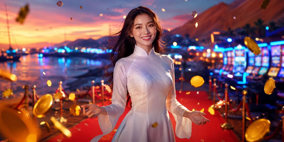 Người chơi slot game tại Mũi Né mặc áo dài truyền thống